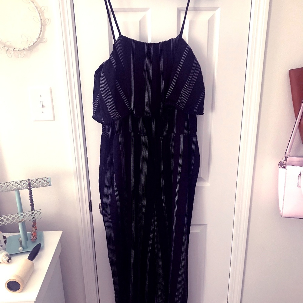 Black and White striped pant suit/romper